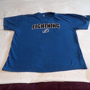 Official Men's NHL Tampa Bay Lightning Blue Embroidered T-Shirt Size XL (46/48)